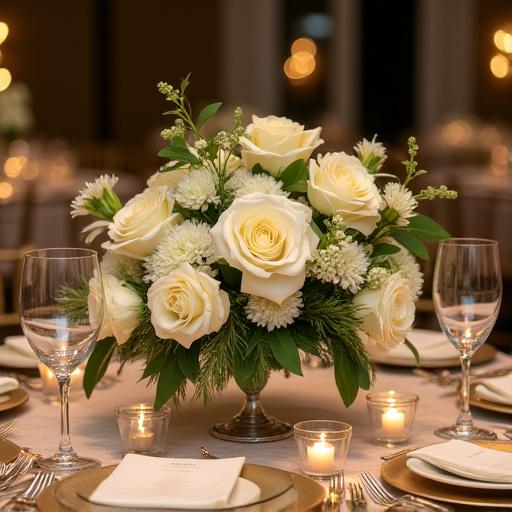 Un elegante centrotavola floreale per un evento.